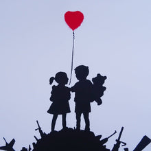 Load image into Gallery viewer, West Country Prince Screen print Banksy Kids on Guns Replica by Artist West Country Prince