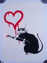 Load image into Gallery viewer, West Country Prince Screen print Banksy Love Rat Replica by Artist West Country Prince