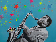 Load image into Gallery viewer, Game Over Original GAME OVER | Saxy Time | Original Spray Paint And Stencil on Canvas