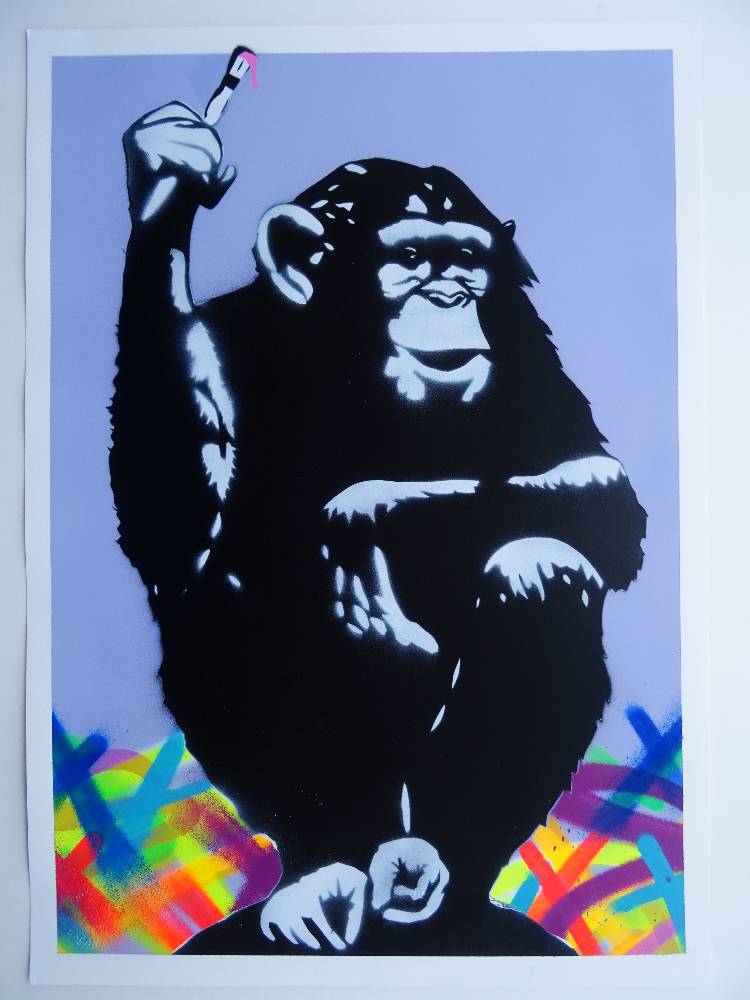 GAME OVER  Steve the Monkey - Original Spray Paint And Stencil