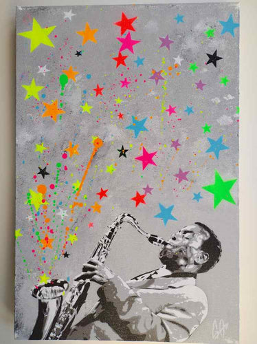 Game Over Original Large (Grey) GAME OVER | Saxy Time | Original Spray Paint And Stencil on Canvas
