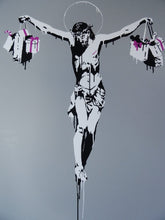 Load image into Gallery viewer, West Country Prince Screen print Banksy Christ With Shopping Bags Replica by Artist West Country Prince
