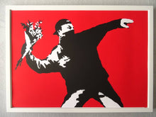 Load image into Gallery viewer, West Country Prince Screen print Banksy Love is in the Air Replica by Artist West Country Prince