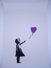 Load image into Gallery viewer, West Country Prince Screen print Banksy Girl with Purple Balloon Replica by artist West Country Prince
