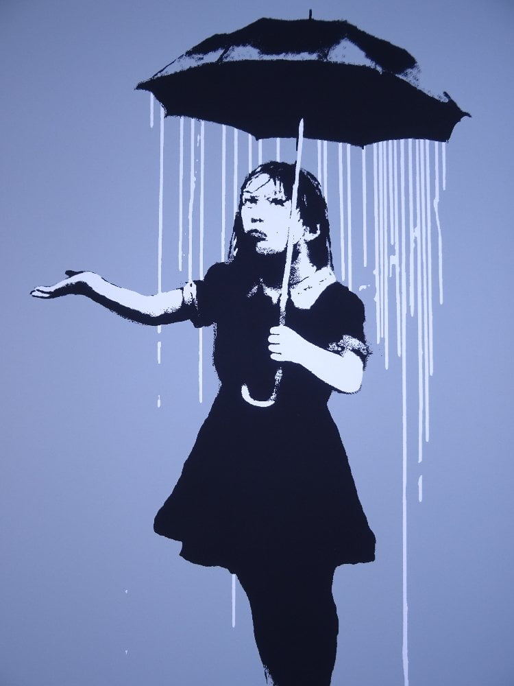 West Country Prince Screen print Banksy Nola (White rain) Replica by Artist West Country Prince