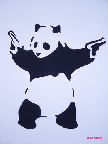 West Country Prince Screen print Banksy Panda With Guns Replica by Artist West Country Prince