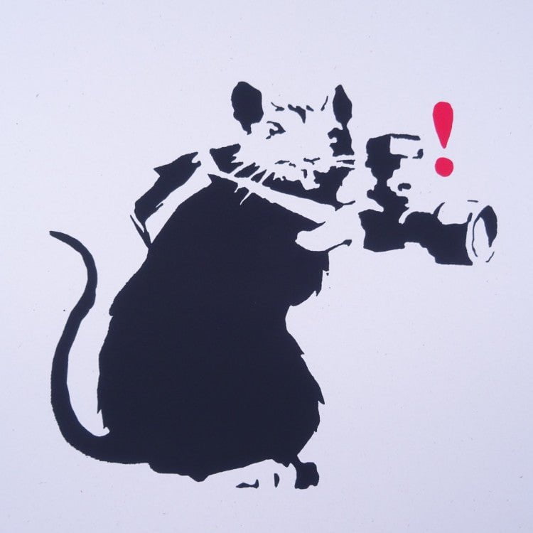 West Country Prince Screen print Banksy Papprazzi Rat Replica by Artist West Country Prince