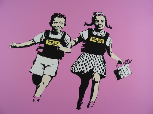 West Country Prince Screen print Banksy Jack and Jill (Police Kids) Pink - Replica by Artist West Country Prince