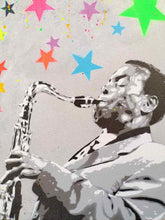 Load image into Gallery viewer, Game Over Original GAME OVER | Saxy Time | Original Spray Paint And Stencil on Canvas
