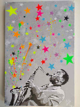 Load image into Gallery viewer, Game Over Original Large (Grey) GAME OVER | Saxy Time | Original Spray Paint And Stencil on Canvas
