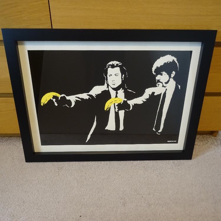 West Country Prince Screen print Framed Banksy Pulp Fiction Replica by artist West Country Prince.