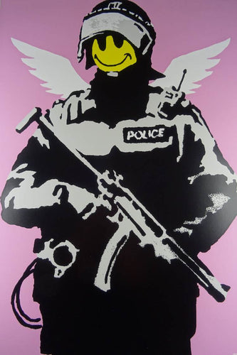 West Country Prince Screen print Banksy Flying Copper Pink Replica by Artist West Country Prince