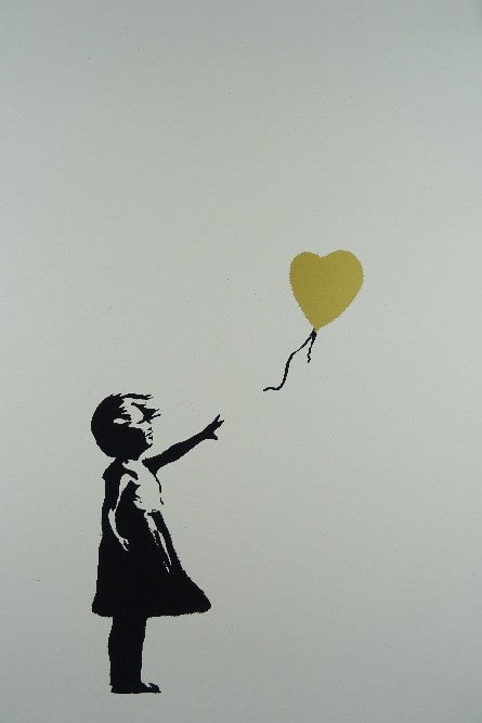 West Country Prince Screen print Banksy Girl with Gold Balloon Replica by artist West Country Prince