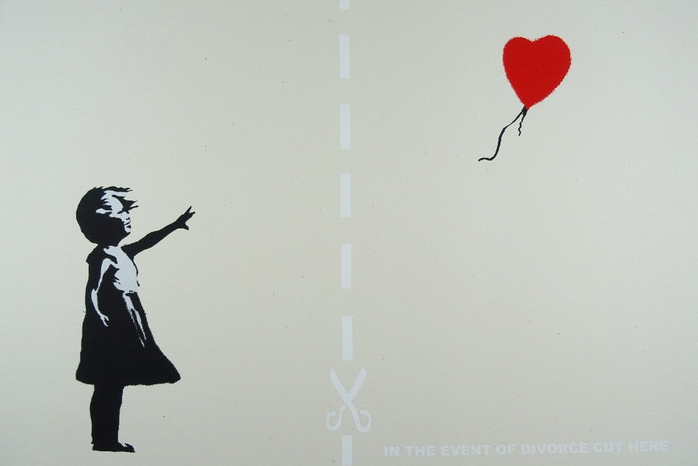 West Country Prince Screen print Banksy In The Event of Divorce Cut Here Replica by artist West Country Prince