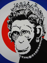 Load image into Gallery viewer, West Country Prince Screen print Banksy Monkey Queen Replica by Artist West Country Prince
