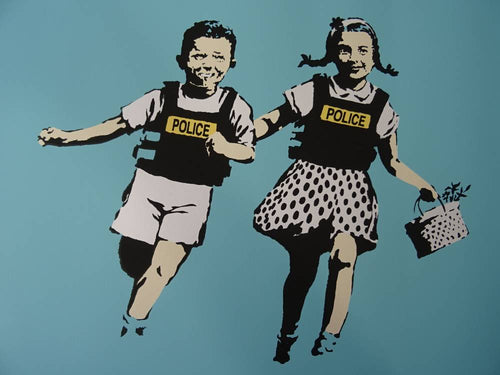 West Country Prince Screen print Banksy Jack and Jill (Police Kids) Replica by Artist West Country Prince