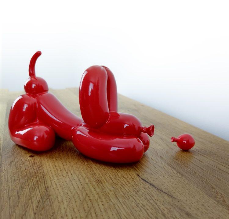 Whatshisname Sculpture Happy PoPek Mini Red Baloon Dog sculpture by artist Whatshisname